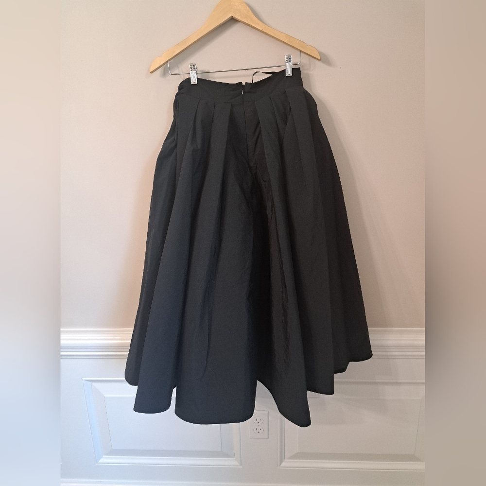 Mac Duggal The Bubbly Black Faille High Waisted Midi Full Circle Skirt Size S - Picture 5 of 8